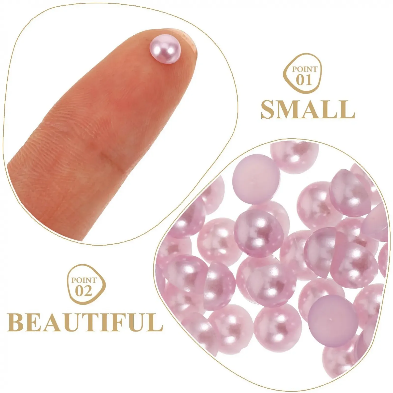 Жемчуг 200 шт. Полукруглые с плоской задней частью, искусственные, розовые, фото №9