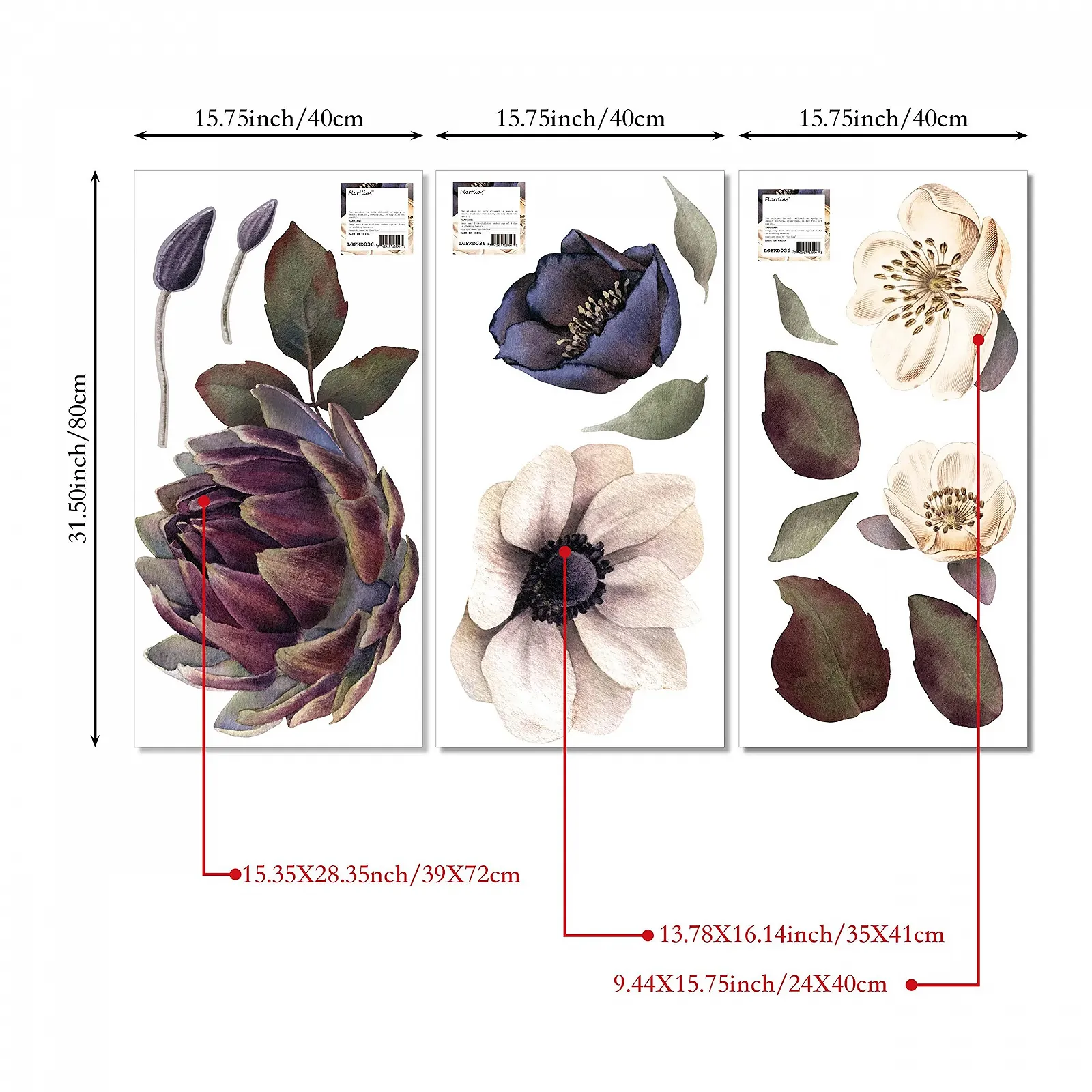 Наліпка Neukids Eden Plants Vintage Flowers Тканинна Велика Півонії Самоклейна, фото №3