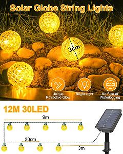 Гирлянда Dalugo, солнечная, 30 LED, 12 м, теплый белый synthetic.ua - Фото 1