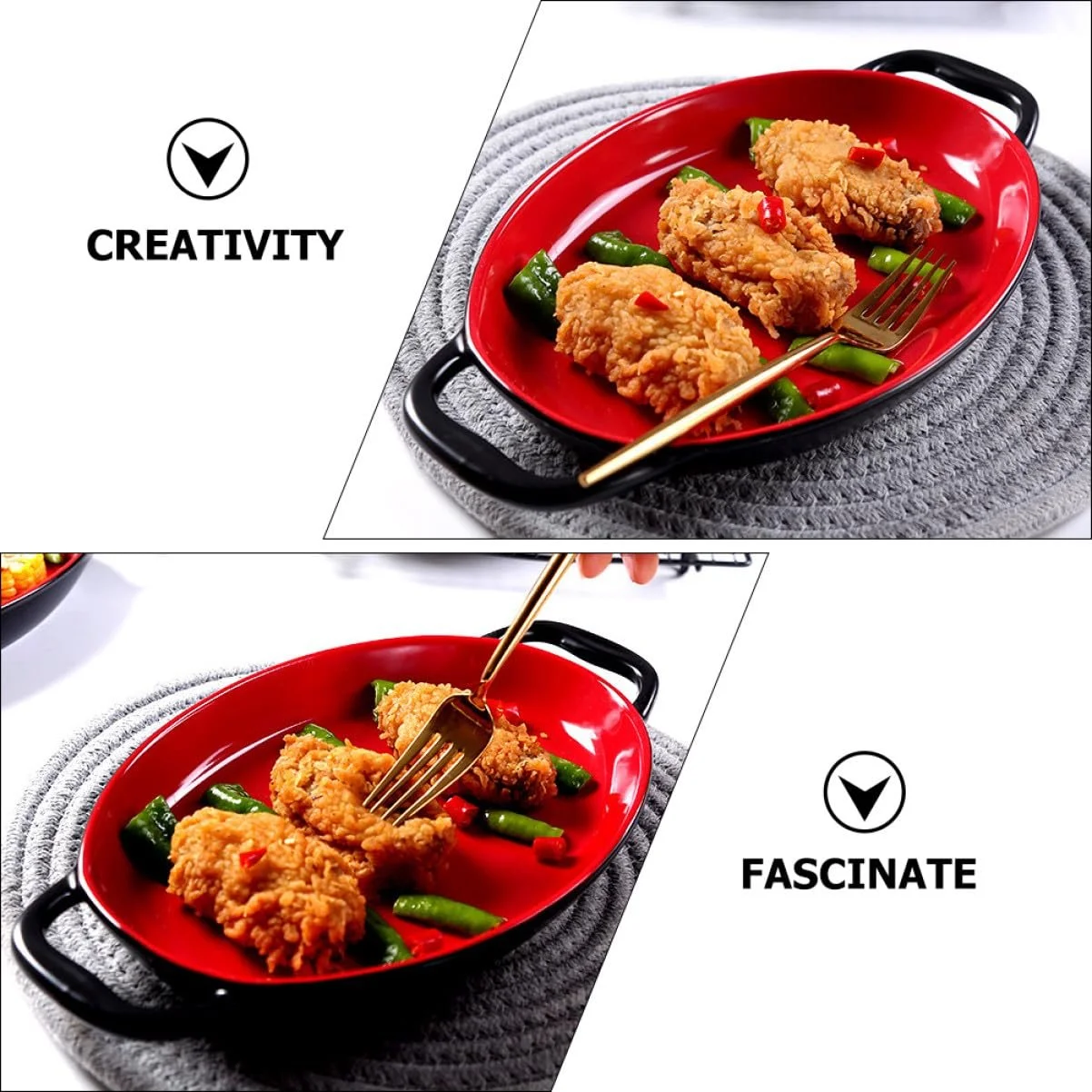 Форма для запікання VALICLUD Керамічна з подвійною ручкою Термостійка, фото №3 Форма для запікання VALICLUD Керамічна з подвійною ручкою Термостійка, фото №3