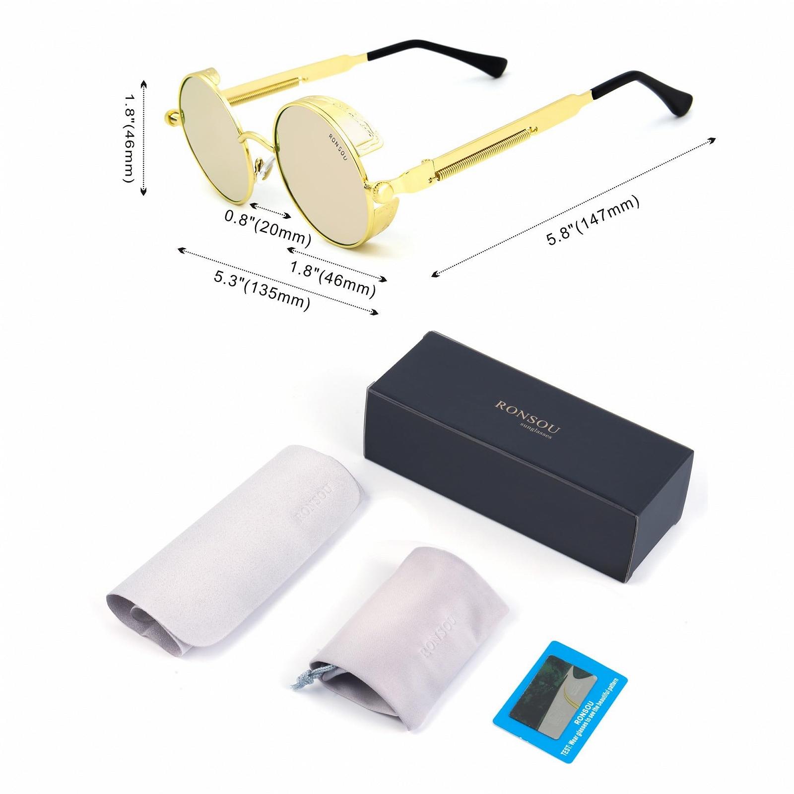 Сонцезахисні окуляри Круглі Ronsoui Steampunk Polarised Vintage Ретро UV400 Захист Металева оправа, фото №5