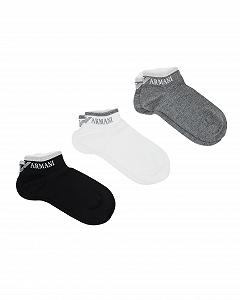 Шкарпетки гомілкові Emporio Armani Basic Cotton 3-Pack Black One Size - Фото 1