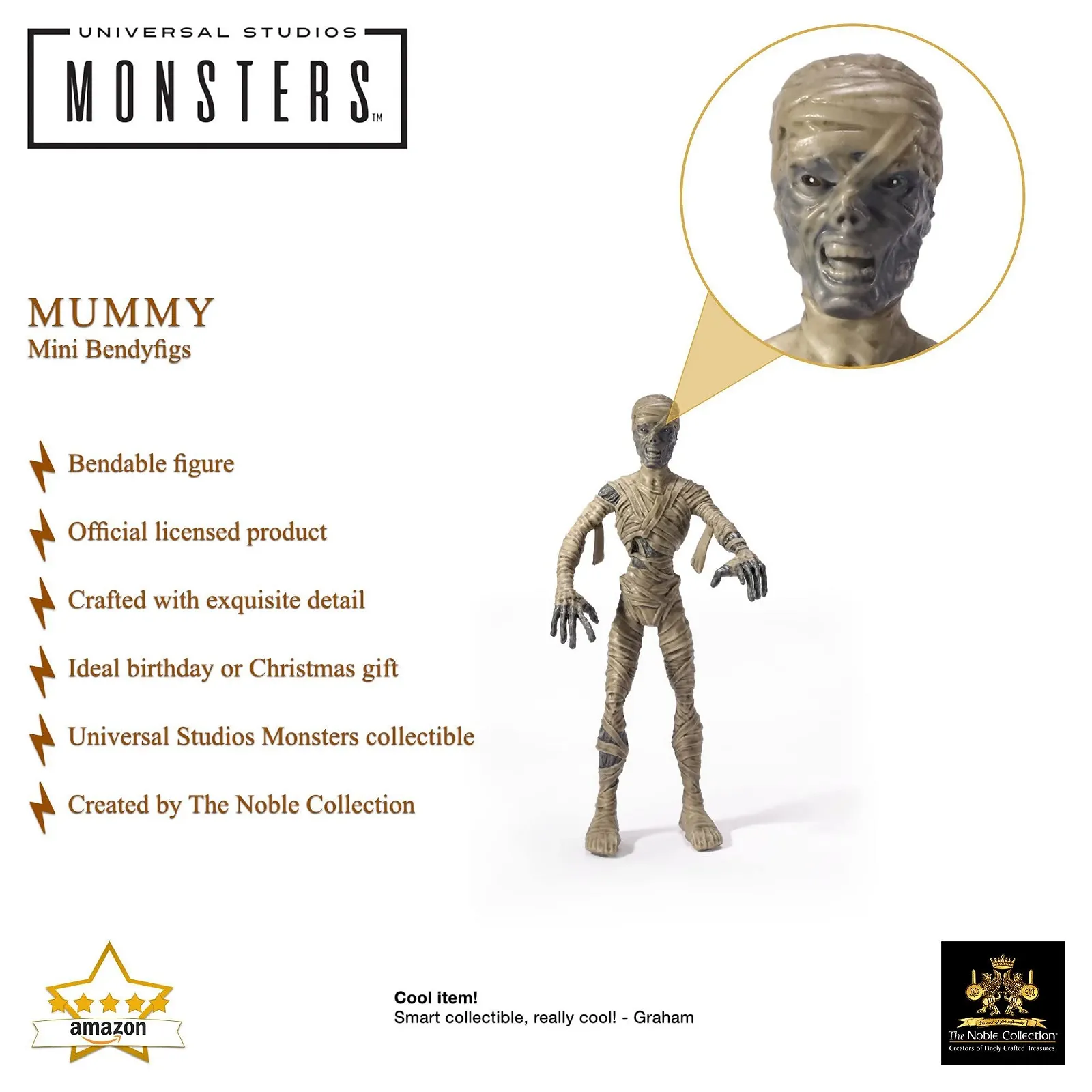 Гнучка фігурка The Noble Collection Universal Monsters Mini Bendyfig Mummy 14 см EV-25435, фото №2