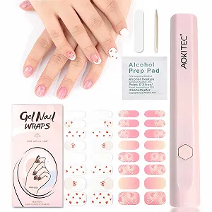 Плівка для нігтів Aokitec UV Hardening з UV-лампою 32 шт. Heart Pattern UV Gel Strips - Фото 1
