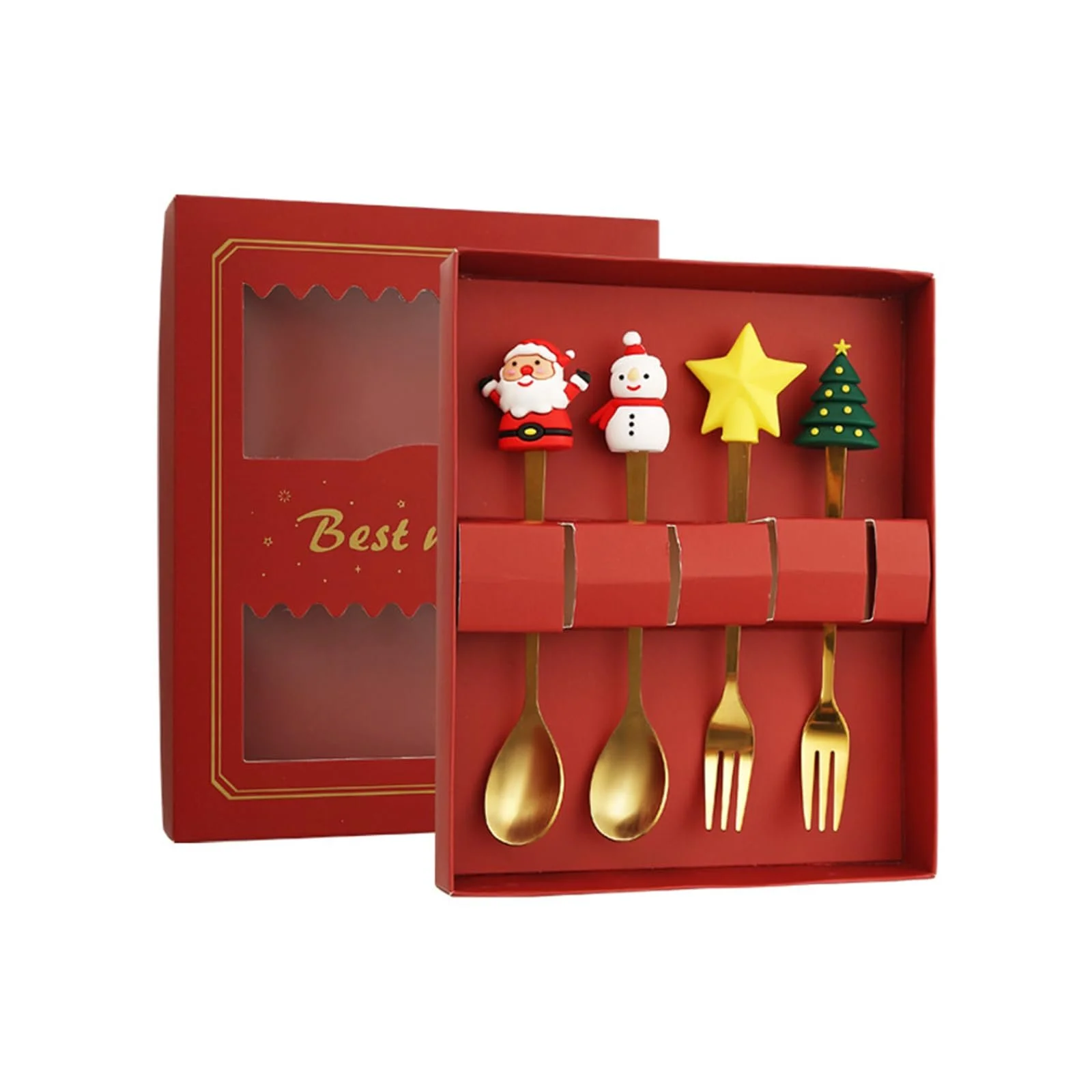 Набір виделок і ложок Vastsea на різдвяну тематику, 4 шт, фото №1 Набір виделок і ложок Vastsea на різдвяну тематику, 4 шт, фото №1