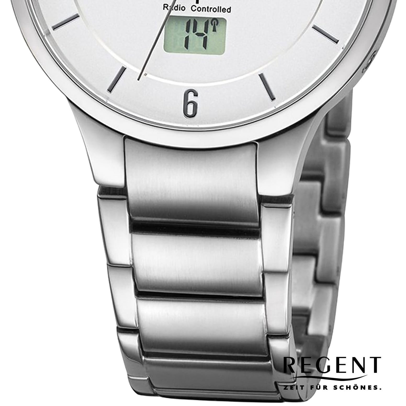 Женские радиоуправляемые часы REGENT Аналоговые Цифровые Металлический ремешок Серебряный, Серебряный / серебряный, Браслет, фото №3