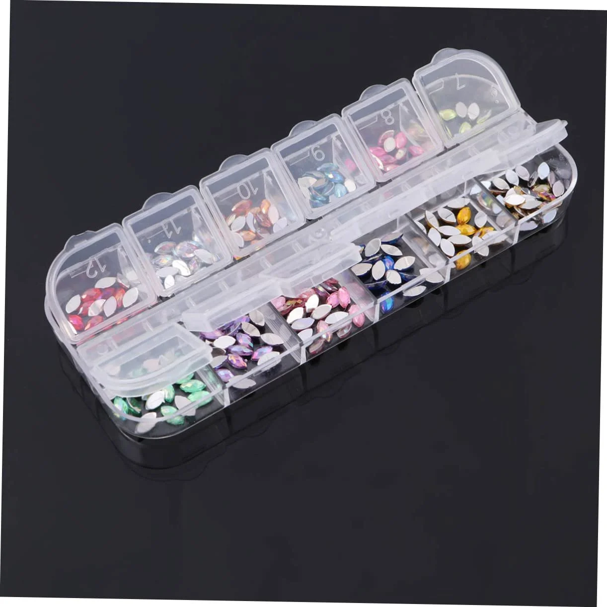 Стразы для ногтей Healvian, 2 шт., разных цветов, блестящие, плоские, с коробкой для хранения, для творческого маникюра и дизайна ногтей, фото №6