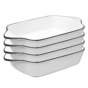 Набор форм для запекания керамических прямоугольных с ручками 1 л 4 шт. 26.5 x 14.7 x 4.6 см - Фото 1