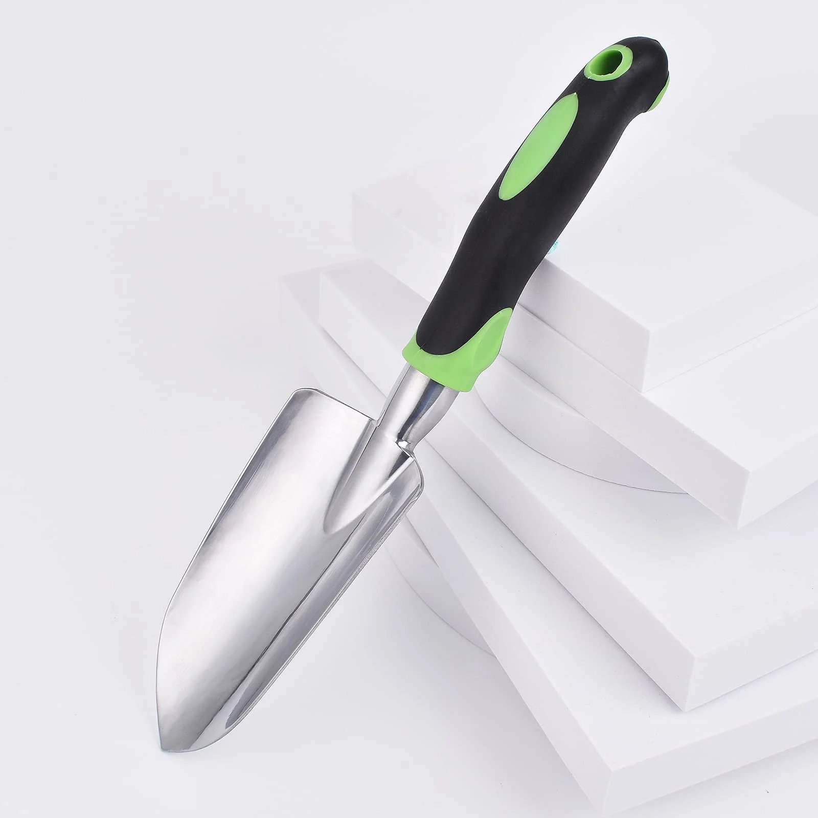 Лопатка садовая ручная, для пересадки, прополки, перемещения и разглаживания, копания и посадки, зеленая, фото №4