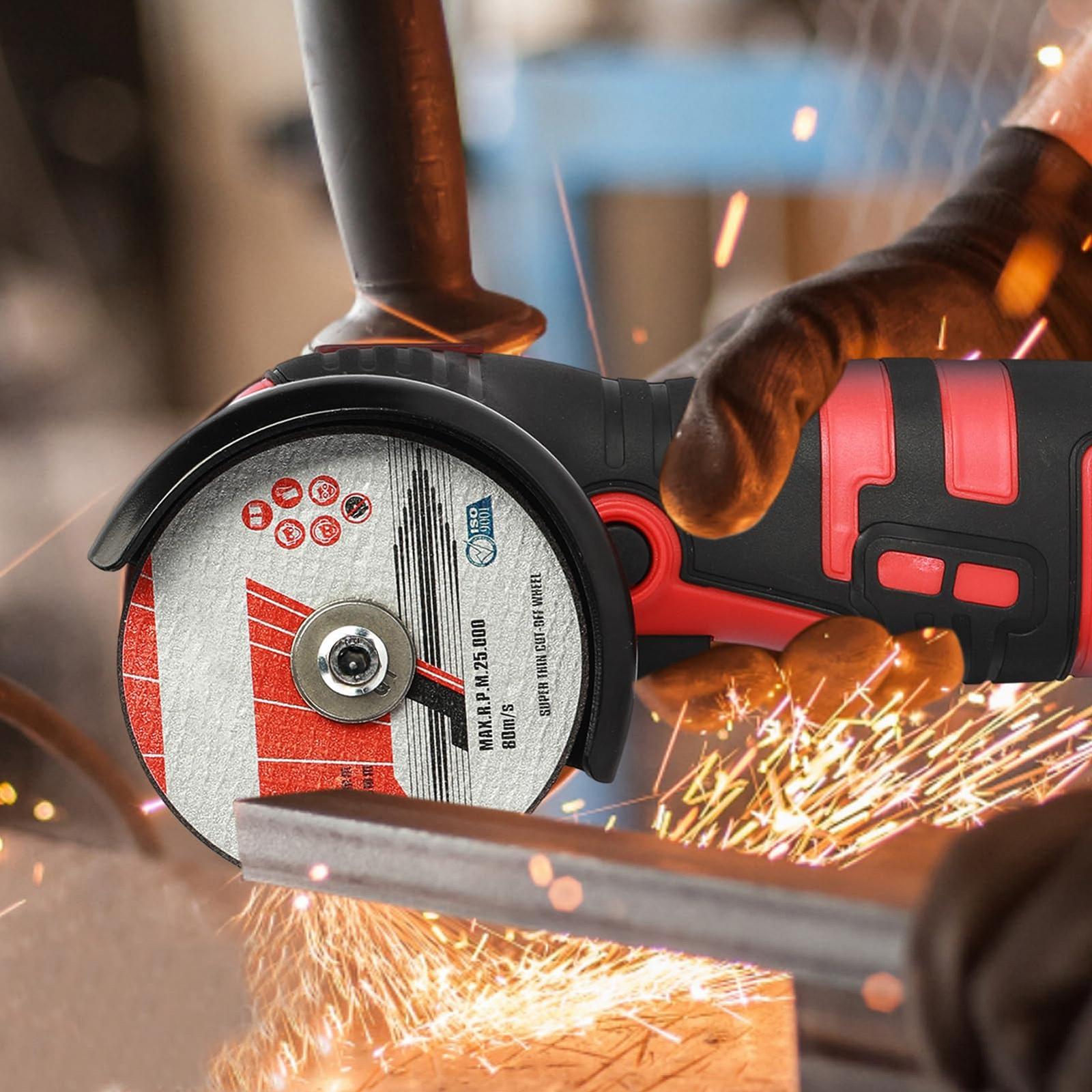 Кутова шліфмашина Professional Бездротовий 18 В Акумулятор 2 диски для різання 10 мм 2 x 1,5 А·год Зарядний пристрій Червоний, фото №4 Кутова шліфмашина Professional Бездротовий 18 В Акумулятор 2 диски для різання 10 мм 2 x 1,5 А·год Зарядний пристрій Червоний, фото №4