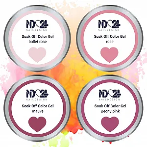 Гель-лак ND24 Premium Bundle Ballet Slipper Soak Off Collection, каучуковая база, топ и средство для снятия, 7 шт. synthetic.ua - Фото 1