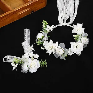 Венок для волос Цветок IYOU для девочки Белые розы - Фото 1