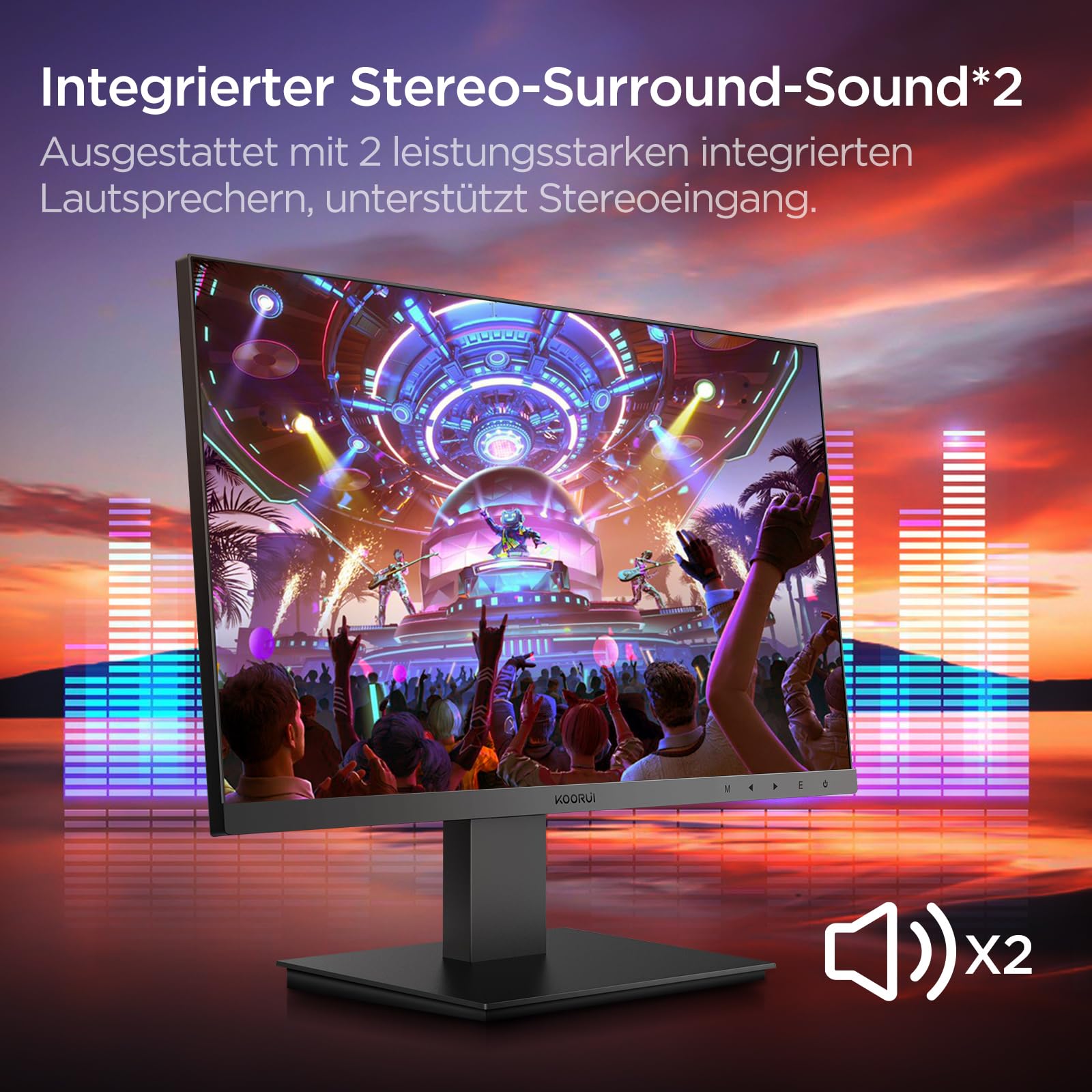 Монитор KOORUI 22 Inch Gaming с интегрированными динамиками, 100Hz, 1080p, безрамочный, HDMI, регулируемый наклон, защита для глаз, VESA, черный, фото №3