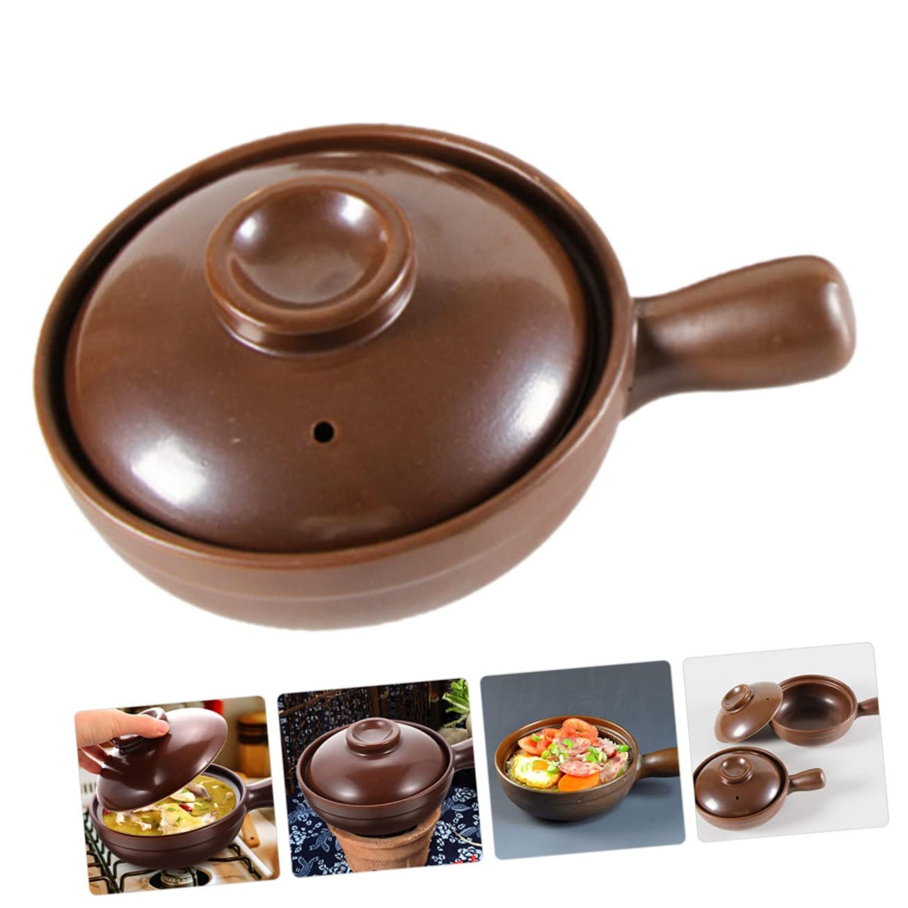 Глиняная кастрюля HEMOTON с крышкой керамическая корейская для супа и тушения, фото №6