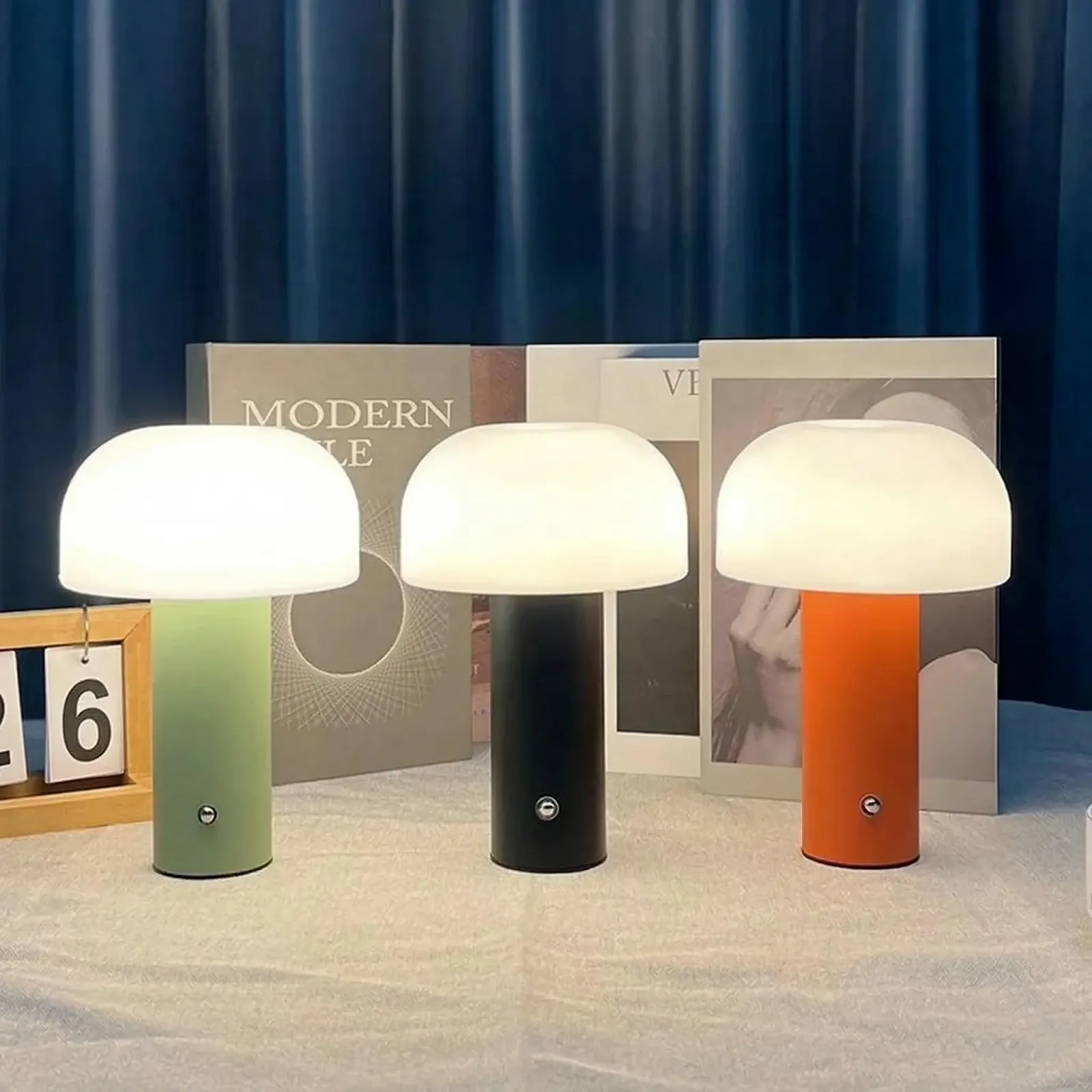 Настільна лампа LED Pilz акумуляторна бездротова димована 3 кольори світла USB-C IP54 Помаранчева, фото №8