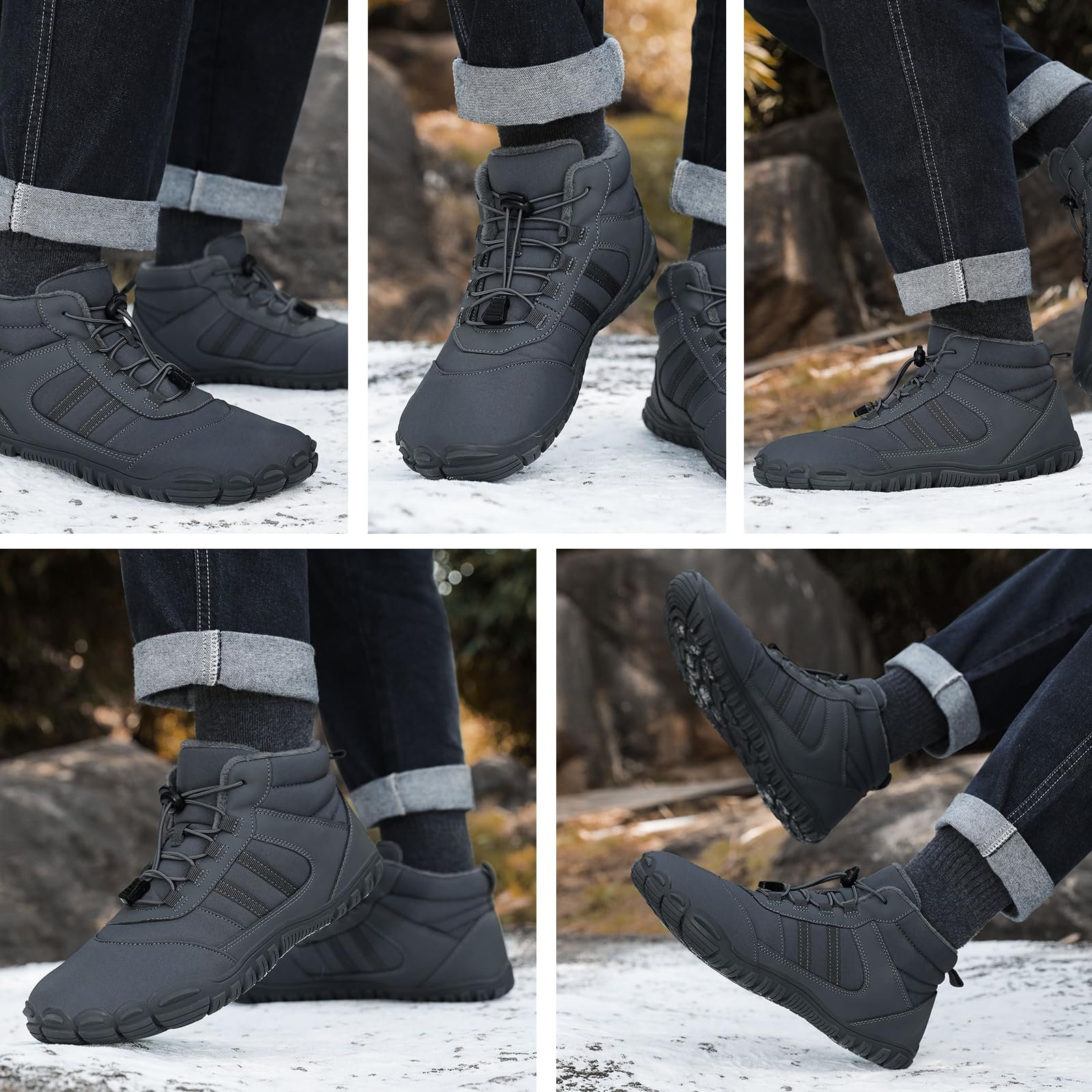 Зимние ботинки AONETIGER Barfußschuhe, утепленные, удобные, легкие, водонепроницаемые, для активного отдыха, хлопковые, размер 37-48EU, фото №6
