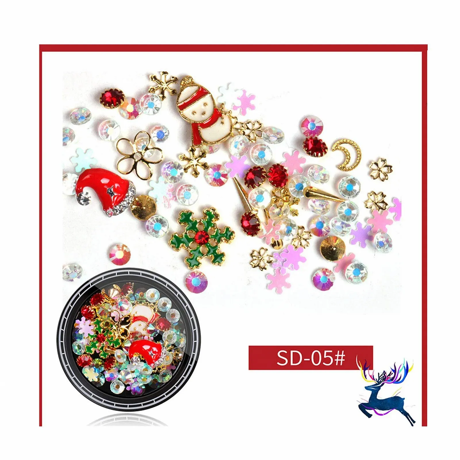 Рождественские украшения для ногтей, 8 коробок, Различные 3D рождественские украшения для ногтей, сплав из горного хрусталя, заклепки-бусины, украшения для ногтей, рождественская елка, Санта Клаус, носки, палочки, сладости, фото №6 Рождественские украшения для ногтей, 8 коробок, Различные 3D рождественские украшения для ногтей, сплав из горного хрусталя, заклепки-бусины, украшения для ногтей, рождественская елка, Санта Клаус, носки, палочки, сладости, фото №6