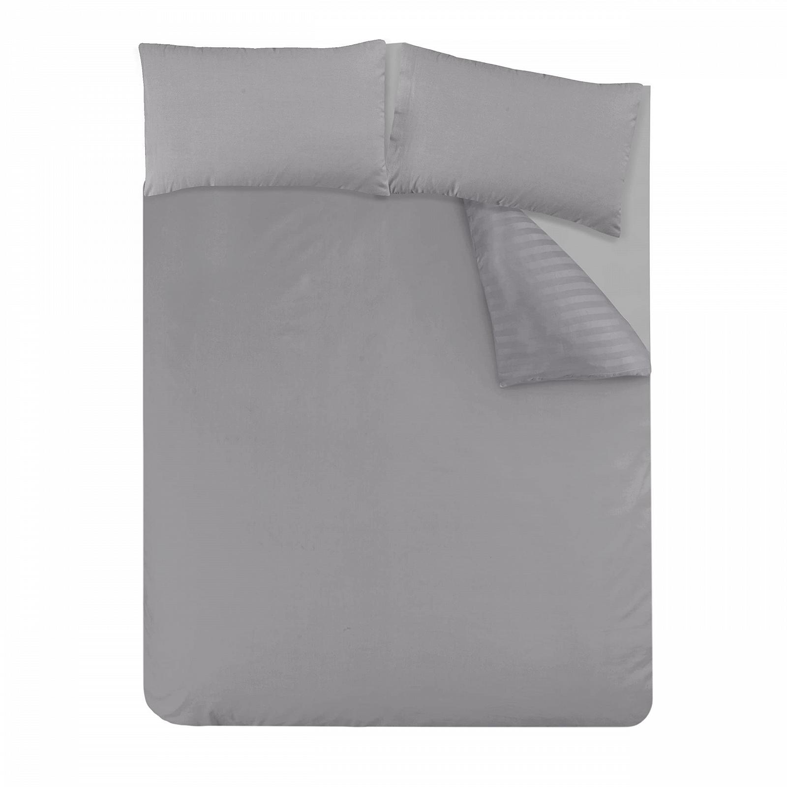 Комплект Постільної Білизни Pieridae Soft Polycotton Готельна Якість 250 Thread Count Сатинова Смужка Підковдра з Наволочками Білий та Сірий Колір, фото №7