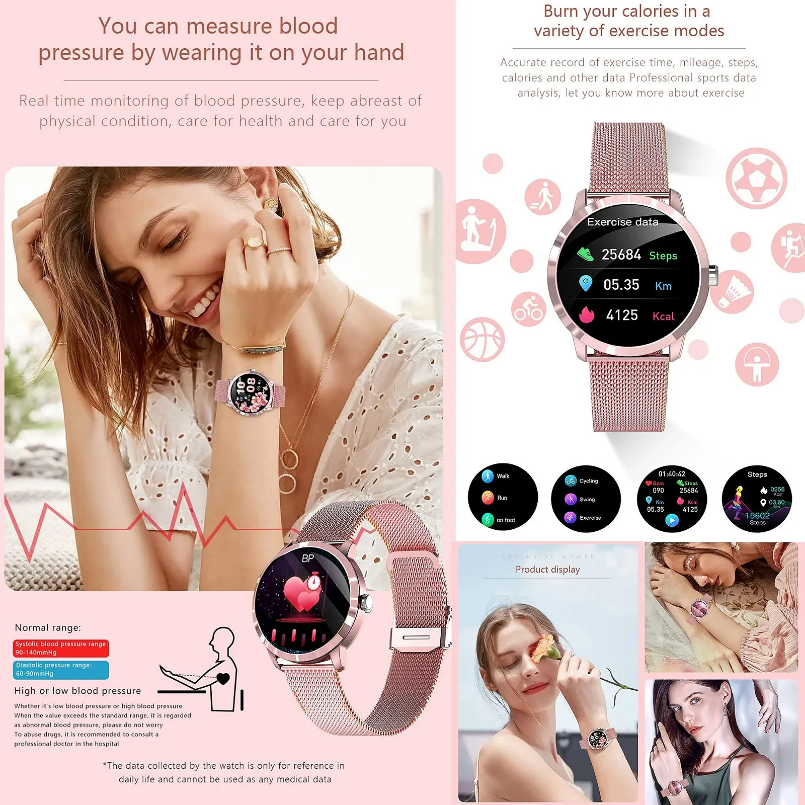 Смартчасы женские, 1.09 дюйма сенсорный, фото №7