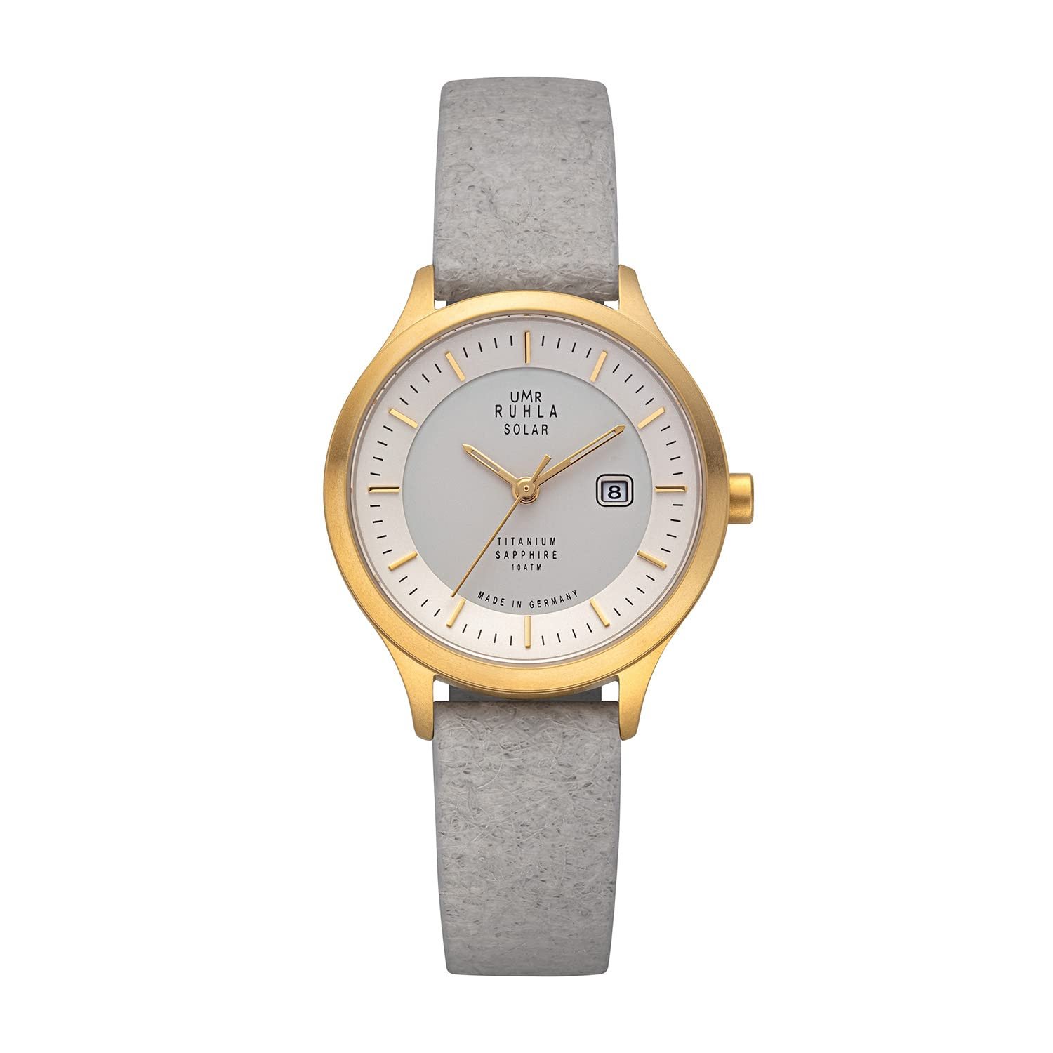 Жіночий аналоговий годинник UMR RUHLA Solar Pineapple 96961, золотий, сірий ремінець, фото №1