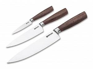 Набор ножей Шеф-повара Böker Manufaktur Solingen Core Trio с полотенцем X50CrMoV15 / Орех, коричневый, 3 шт. - Фото 1