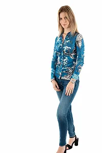 Блузка Джинсова GUESS Shirrednap Mila P7MF Phantom Flora Print синя, Small - Фото 1