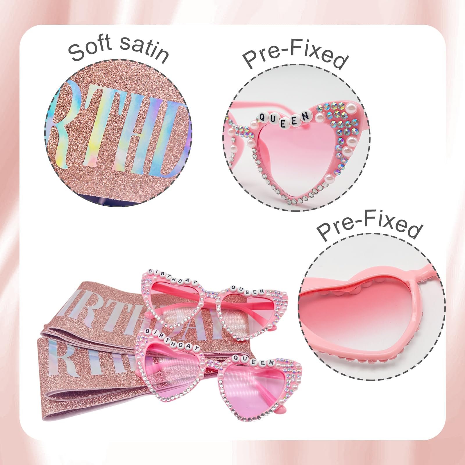 Окуляри SAIIURV Серце 4 шт, рожеве золото, фото №3 Окуляри SAIIURV Серце 4 шт, рожеве золото, фото №3