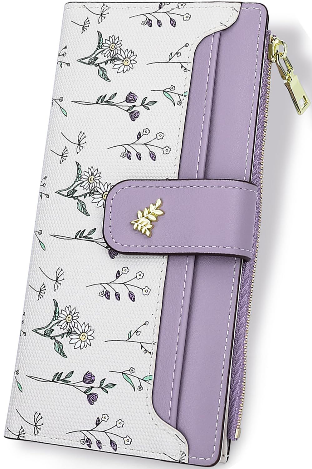 Кошелек Farcauo Женский Средний Большой Кошелек с Цветочным Дизайном #W Фиолетовый Классический, фото №1