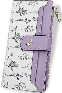 Кошелек Farcauo Женский Средний Большой Кошелек с Цветочным Дизайном #W Фиолетовый Классический - Фото 1