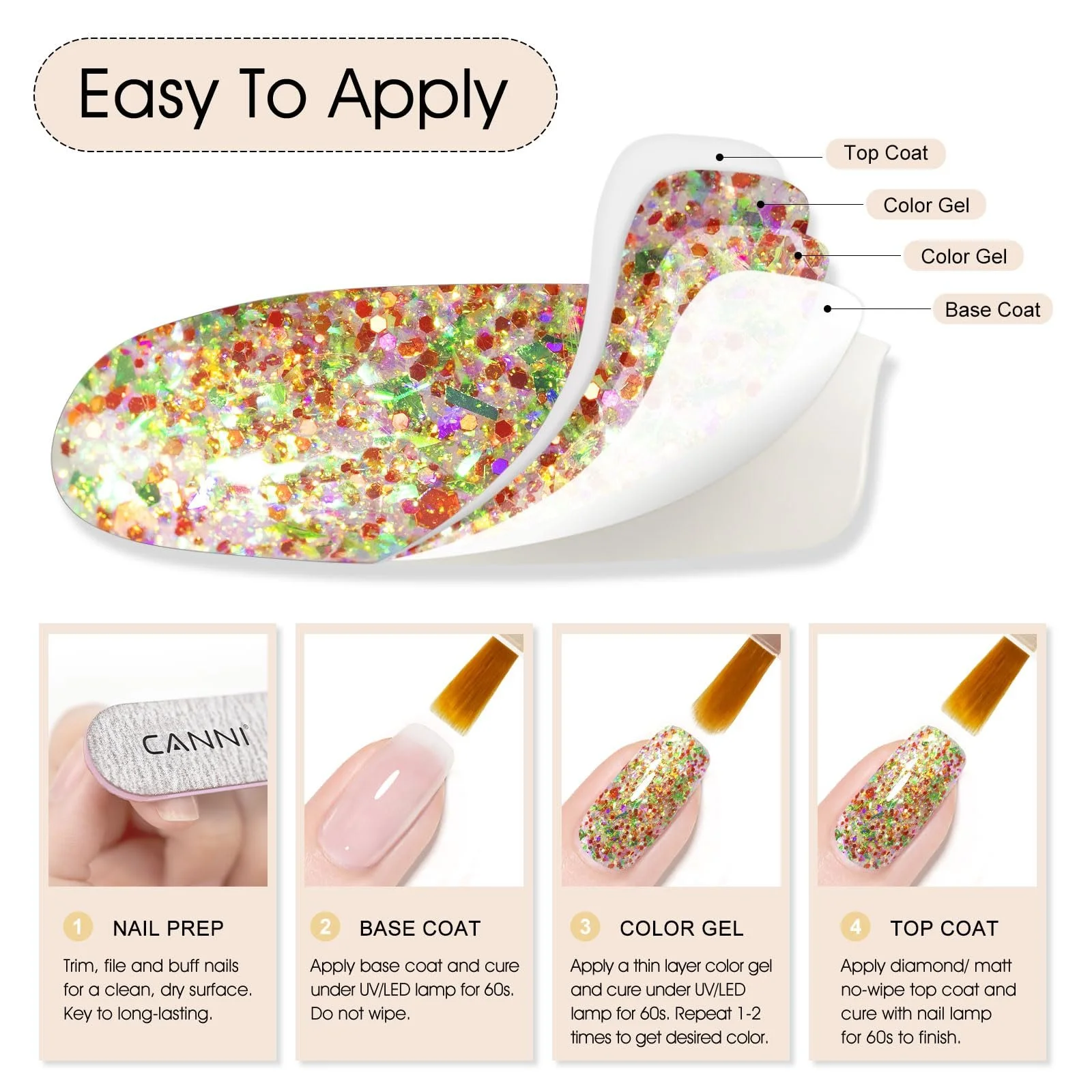 Гель-лак CANNI Glitter 13031JK, фото №5