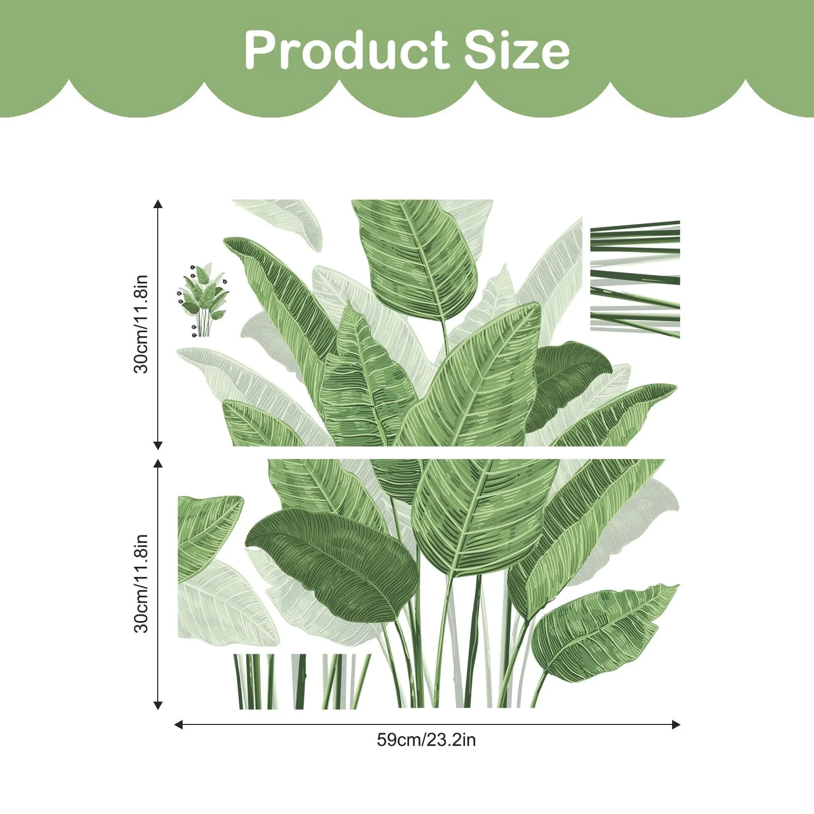 Наклейка на стіну Tanlaby Tropical Plant Green Plant Leaf Зелена, фото №6