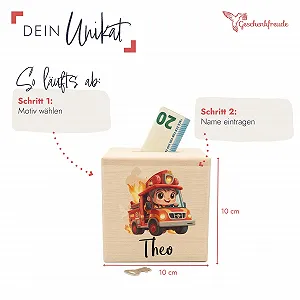 Скарбничка Geschenkfreude Пожежна команда дерев'яна з замком synthetic.ua - Фото 1