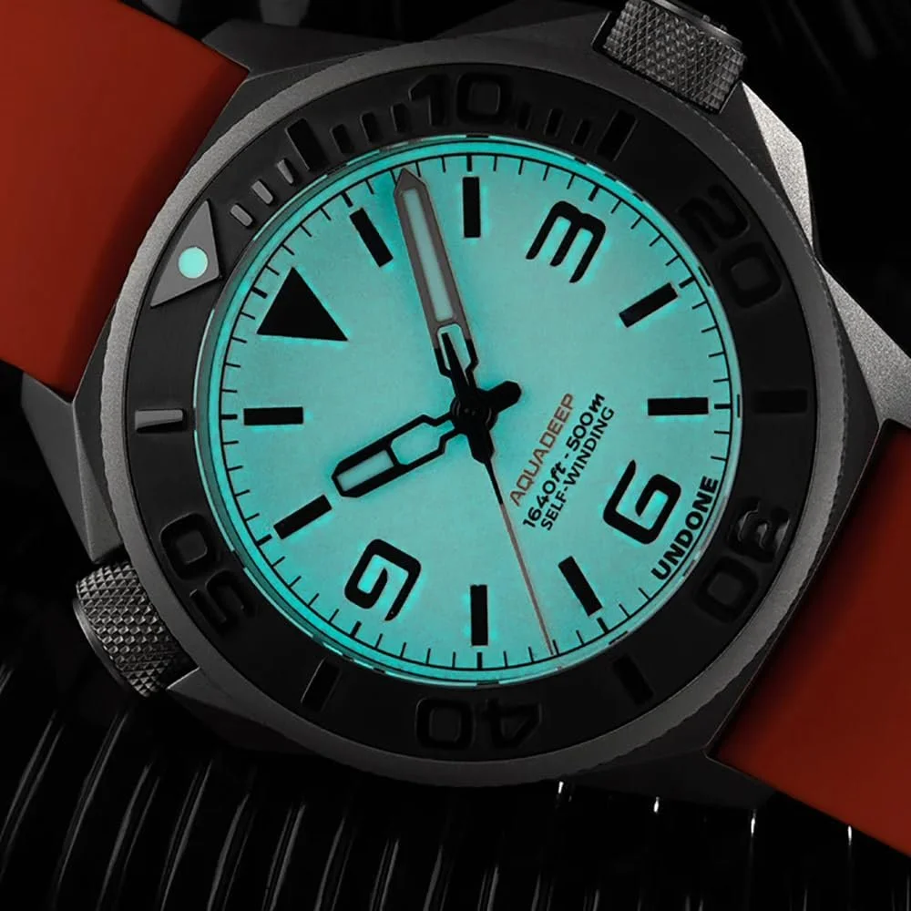 Часы Автоматические Undone Aqualume Orange Титан Силикон Ткань Белый Сапфир Мужские Песок Спортивные, фото №5 Часы Автоматические Undone Aqualume Orange Титан Силикон Ткань Белый Сапфир Мужские Песок Спортивные, фото №5