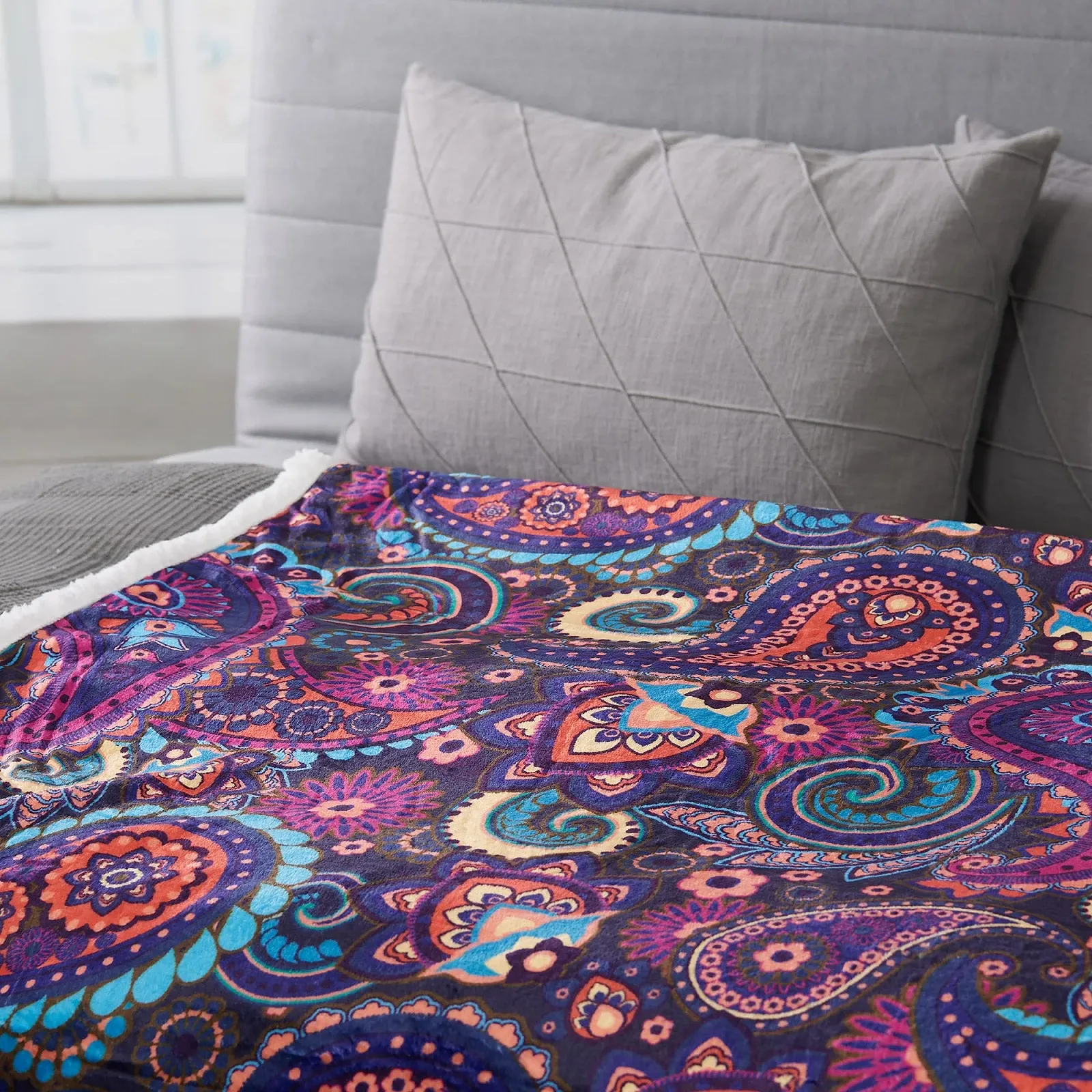 Ковер HOME DREAM Colourful Paisley, покрывало, одеяло для дивана, одеяло шерпа, 150 x 200 см (разноцветный 1), фото №4