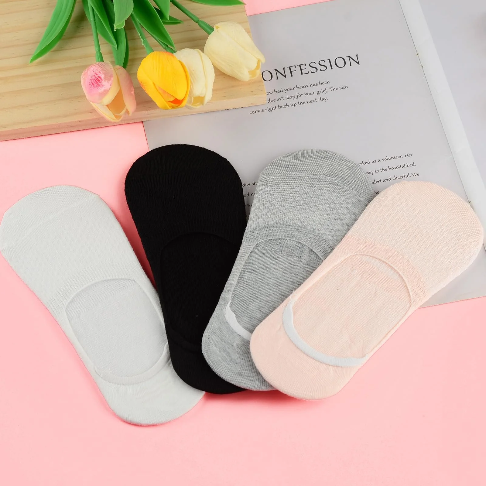 Женские носки Хлопок 35-40 Носки-невидимки Без логотипа Нескользящие с силиконовой накладкой, фото №5