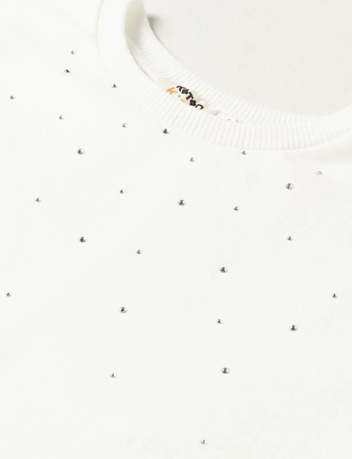 Світшот Koton для дівчат, з довгими рукавами, круглим вирізом горловини, бавовняна, з блискітками, фото №2