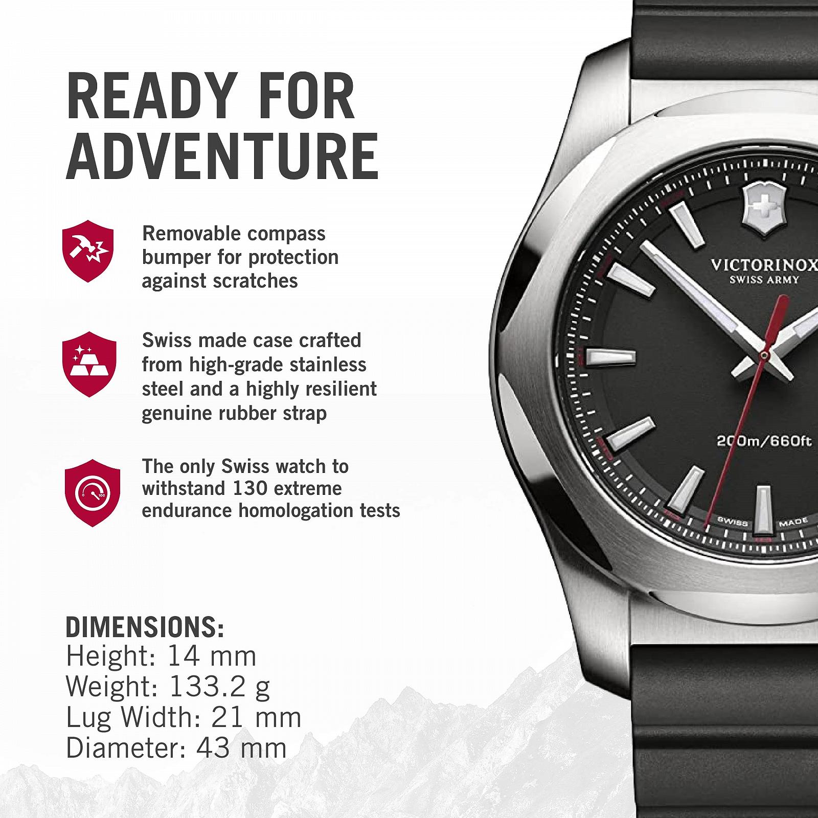 Мужские часы Victorinox I.N.O.X. 43 мм, Swiss Made, аналоговый кварцевый, водостойкий до 200 м, сапфировое стекло, фото №2 Мужские часы Victorinox I.N.O.X. 43 мм, Swiss Made, аналоговый кварцевый, водостойкий до 200 м, сапфировое стекло, фото №2