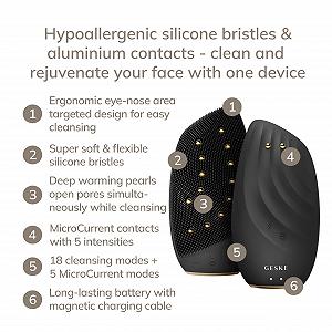 Прилад для догляду за шкірою обличчя GESKE SmartAppGuided™ Sonic Thermo Facial Brush & Face Lifter 8 в 1, електрична щітка для очищення з силікону, масажер для обличчя, очищення та антивіковий догляд synthetic.ua - Фото 1