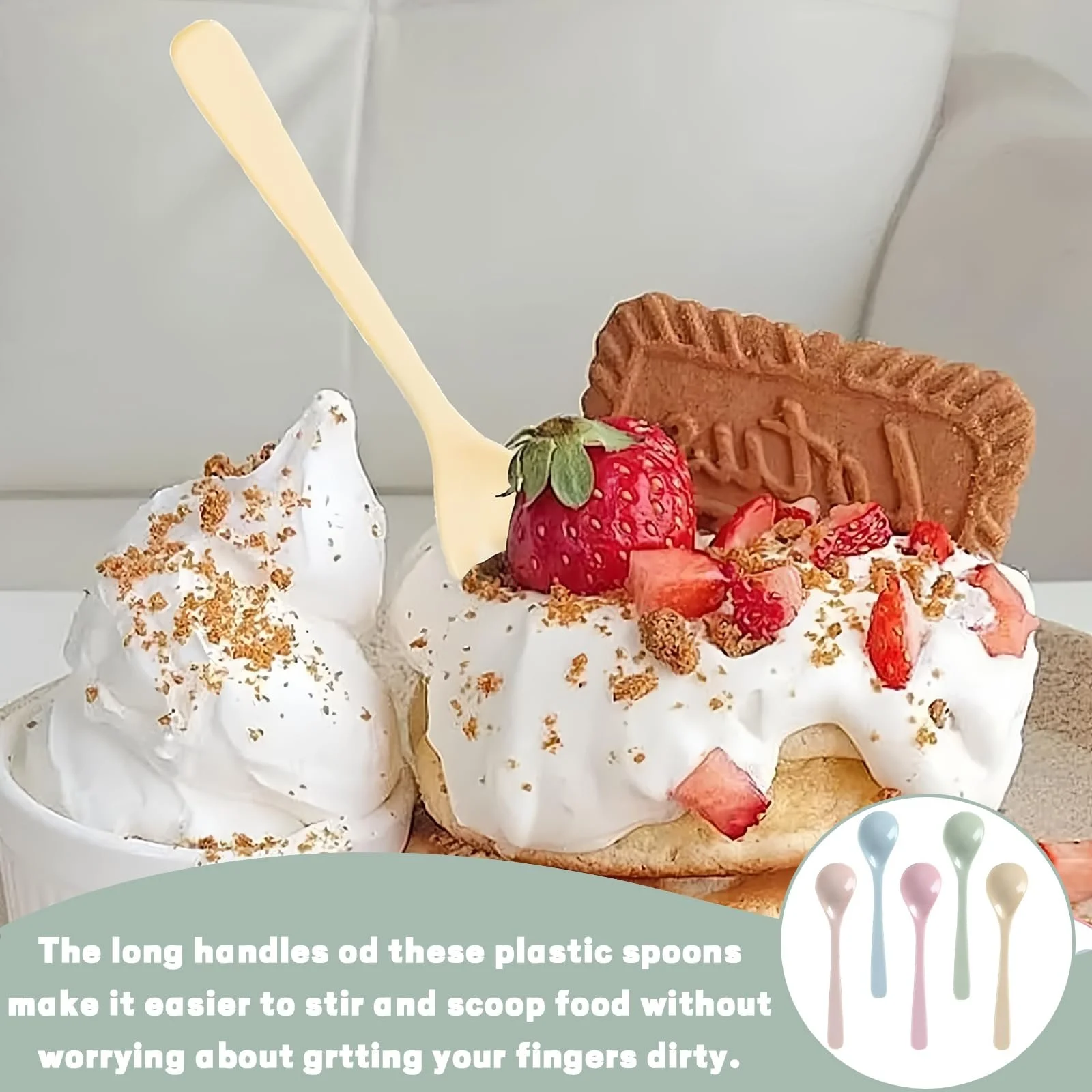 Ложка Пластикова Довга Різнокольорова, 5 шт, фото №4