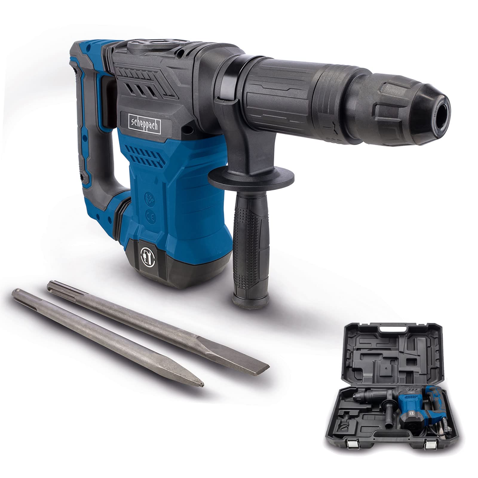 Перфоратор Scheppach AB1500x 20 Дж 1300 Вт SDS-Max 4100 У/хв 6 кг з гострим і плоским зубилом та кейсом, фото №1