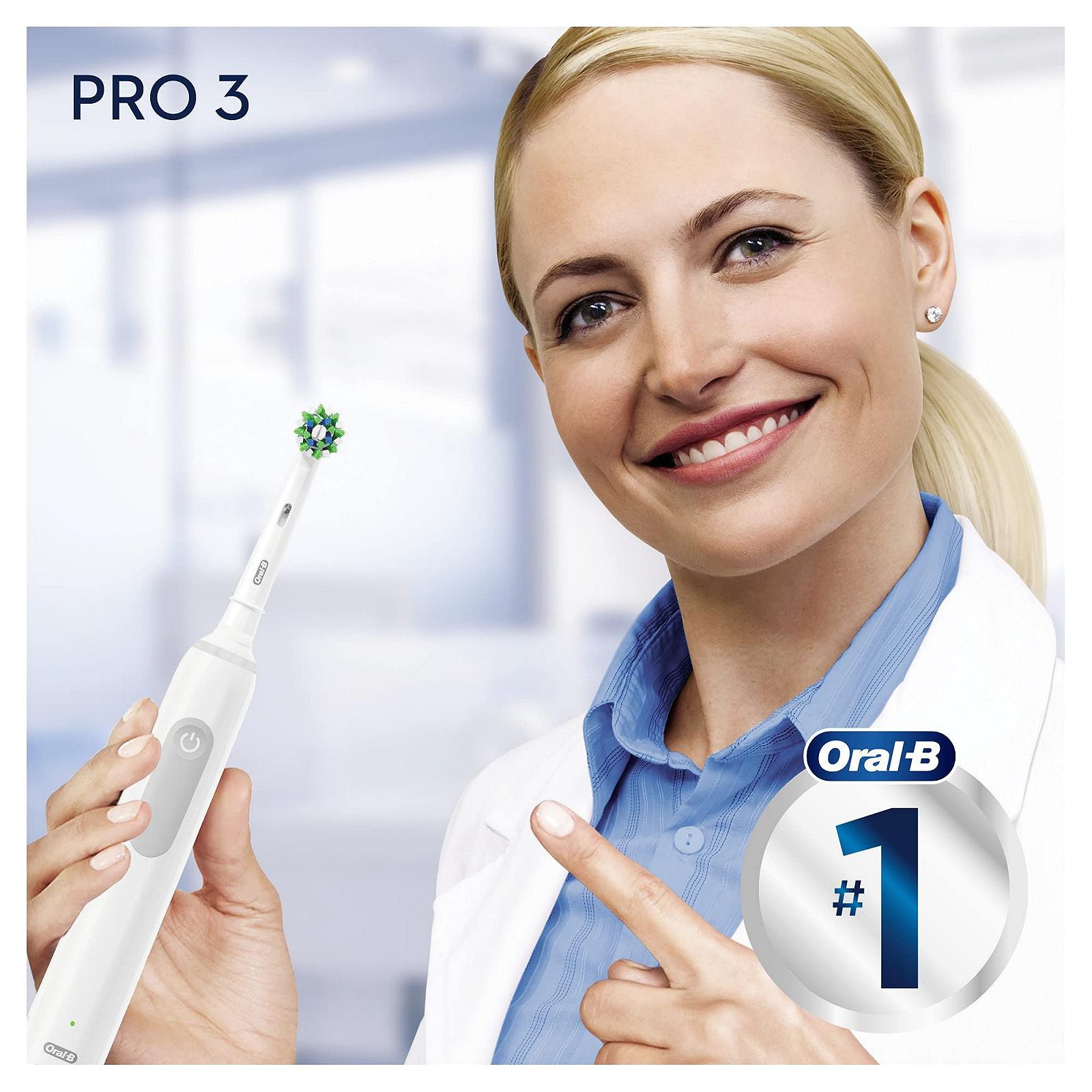 Електрична зубна щітка Oral-B Professional Pack PRO 3 3000 з технологією Brown + 4 змінні насадки CrossAction, біла, фото №6