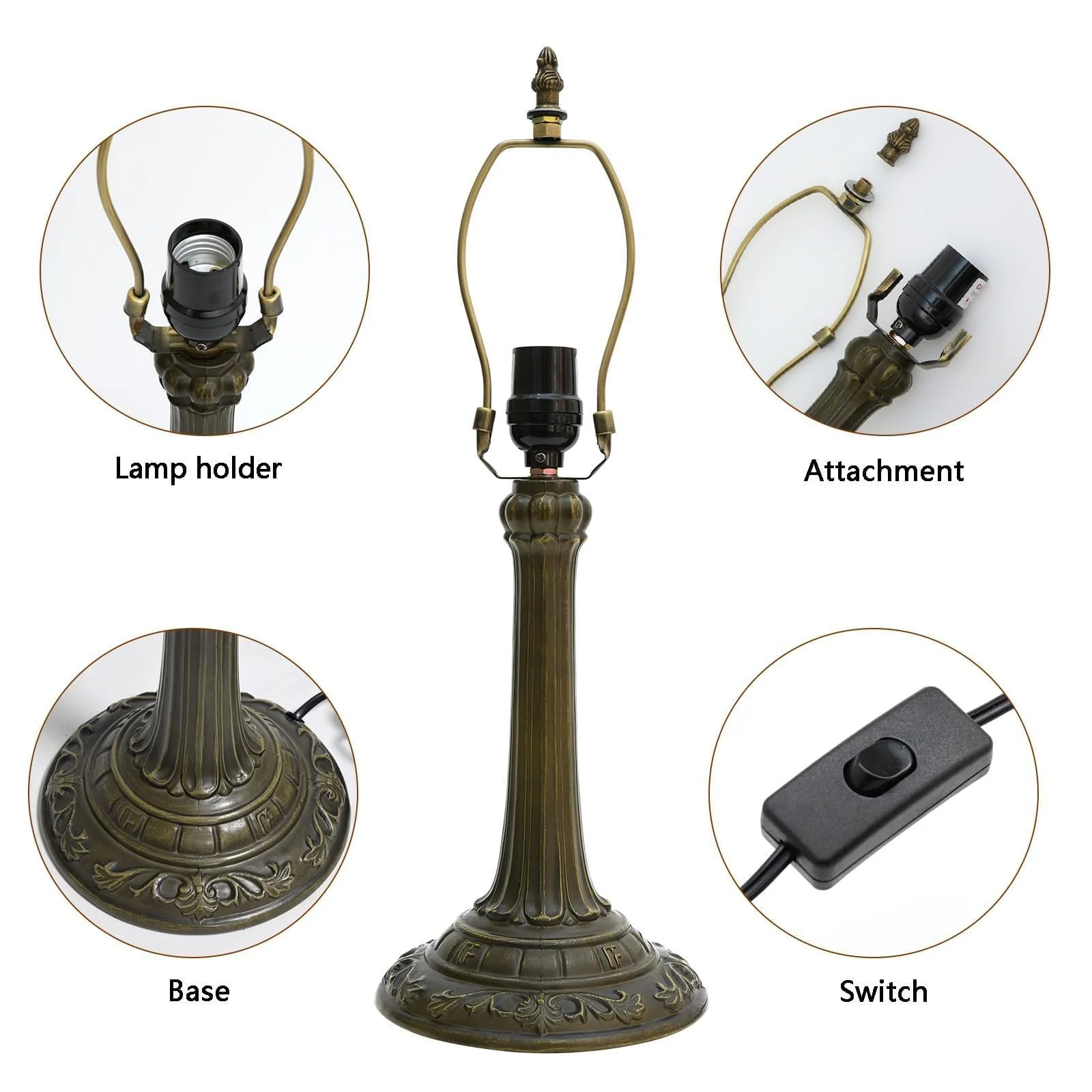 Настільна лампа Tiffany Зелена бабка Вітражне скло 30х48 см E27, фото №6