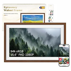 Цифровая фоторамка Eptusmey Frameo 15.6 дюйма 1920 x 1080 FHD IPS 32 GB Walnut Wood - Фото 1