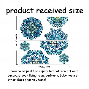 Вінілова наклейка на стіну SUPERDANT Blue Mandala Boho Синя 80 x 39 см synthetic.ua - Фото 1