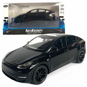 Игрушечная машинка металлическая Tesla Y тесла черная звук свет инерция откр двери багажник капот - Фото 1