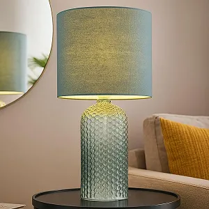 Настольная лампа светло-зеленая стеклянная текстиль 50 см E27 synthetic.ua - Фото 1