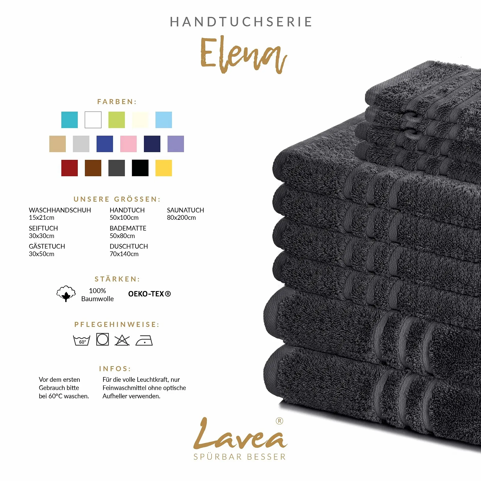 Набір рушників Lavea Elena 10 предметів 100% бавовна, фото №3