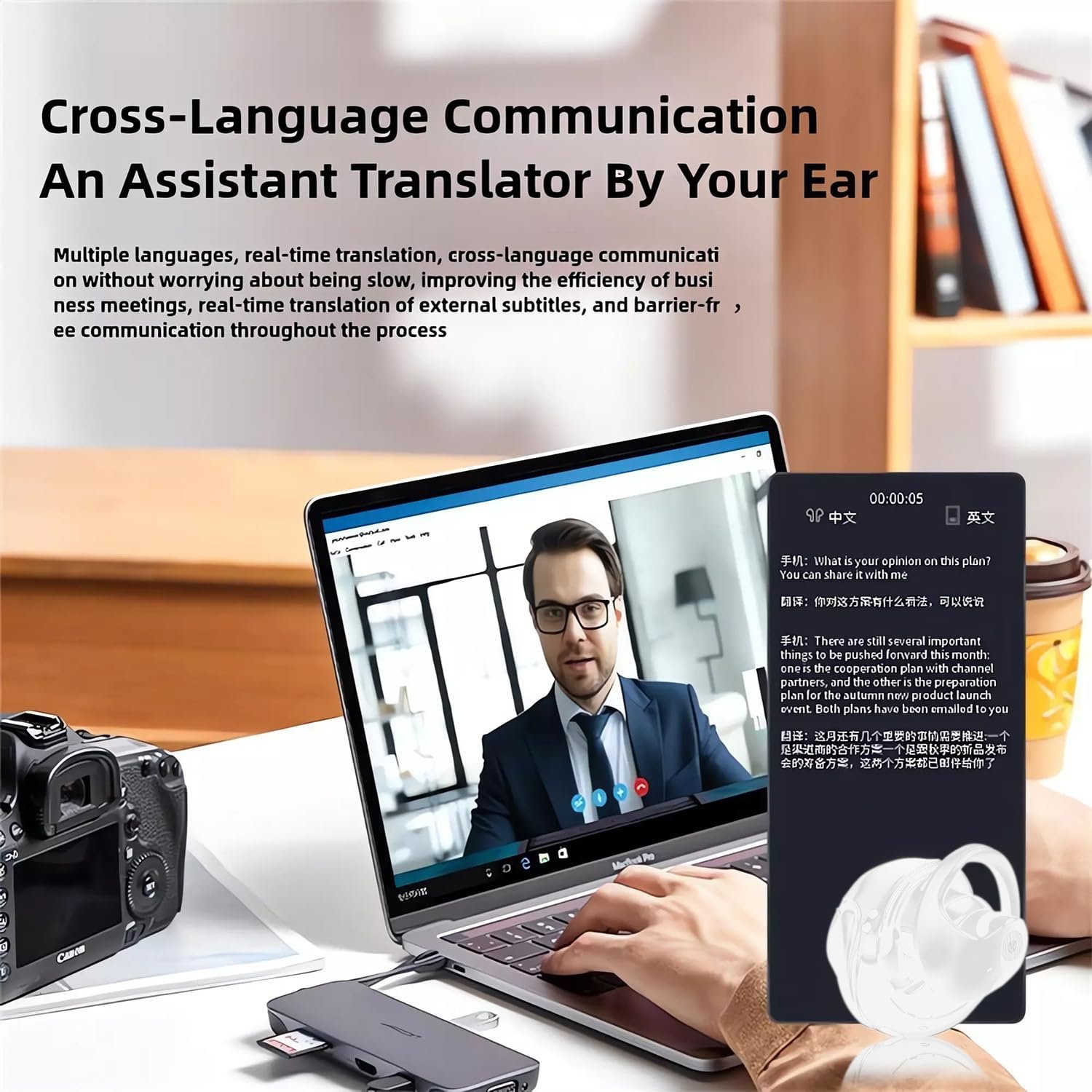 Наушники для перевода AI с поддержкой 144 языков в реальном времени, беспроводные Bluetooth, фото №6
