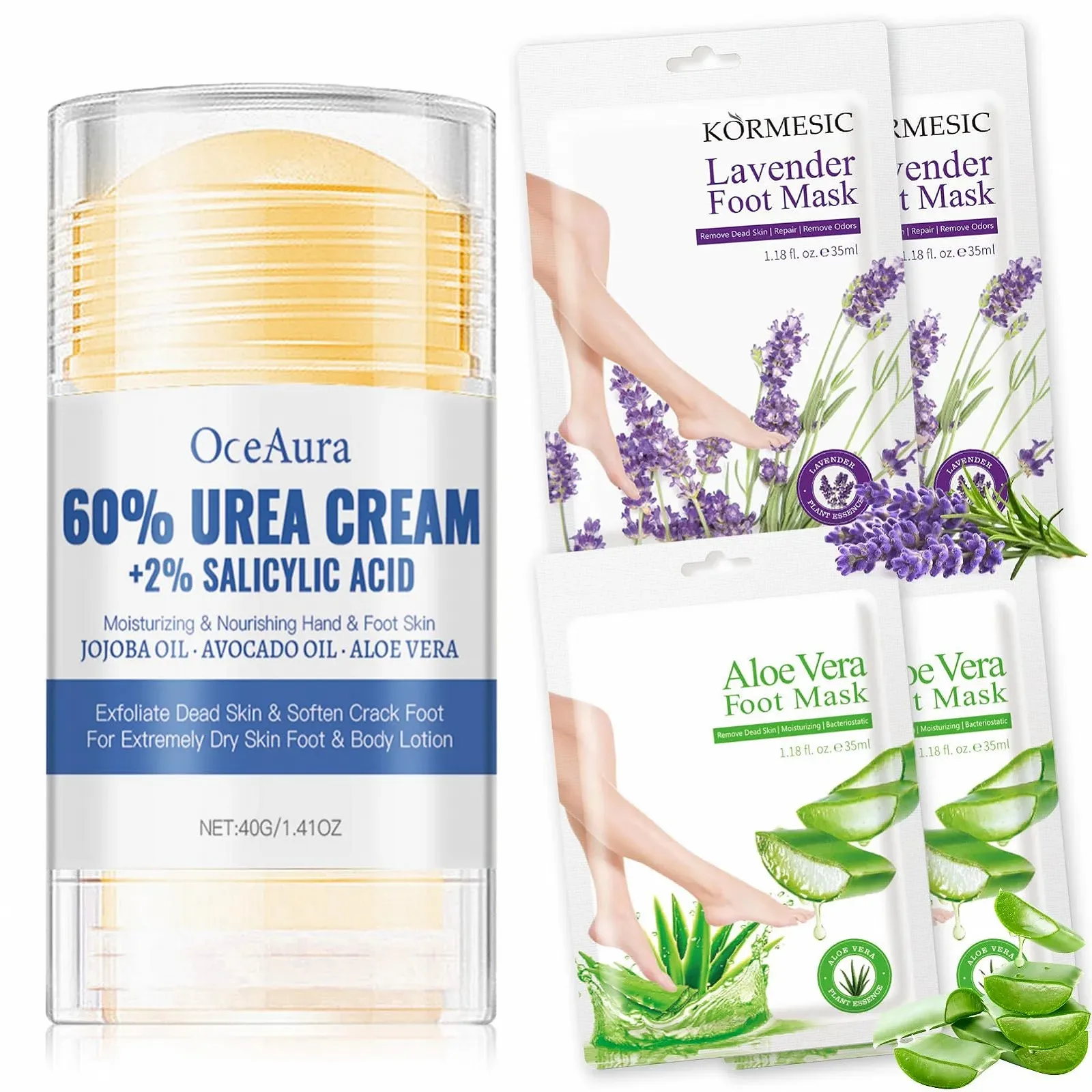Набор для ухода за ногами Foot Care Set крем с мочевиной 60% 40 г и 4 пары масок-носочков, фото №1 Набор для ухода за ногами Foot Care Set крем с мочевиной 60% 40 г и 4 пары масок-носочков, фото №1