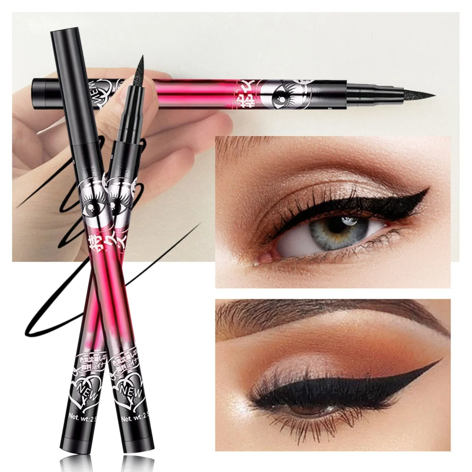 Підводка для очей чорна водостійка незмивна 3 мл + трафарет, фото №5 Підводка для очей чорна водостійка незмивна 3 мл + трафарет, фото №5